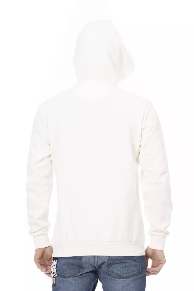 Schlanker weißer Lamborghini Hoodie mit Logoarm