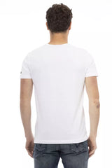 Elegante tee a collo bianco bianco con stampa anteriore