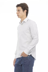 Sleek Grey Slim Fit Designer Camisa