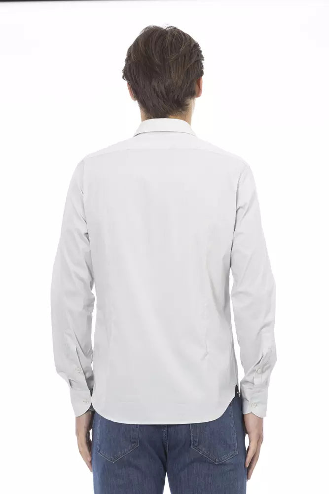 Sleek Grey Slim Fit Designer Camisa