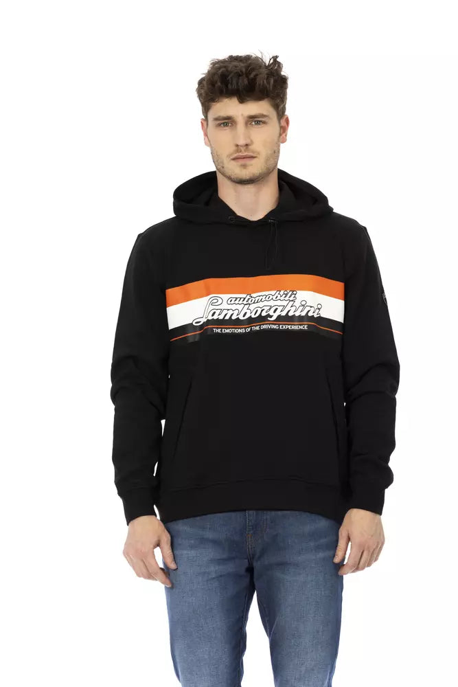 Elegante sudadera con capucha de algodón con logotipo icónico de manga