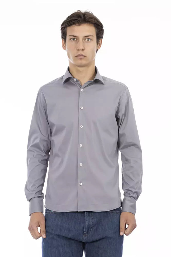 Camicia da design chic grigio slim fit