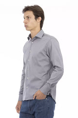 Chic Gray Slim Fit Designer πουκάμισο