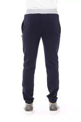 Tricolor Insert Fleece Sporthose in Blau