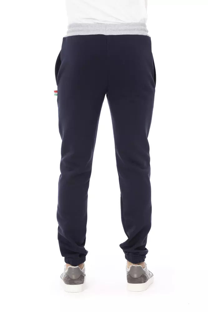 Tricolor insert pantalon sportif en toison en bleu