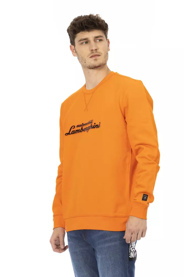 Schlankes orangefarbenes Crewneck Sweatshirt mit Ärmelnlogo