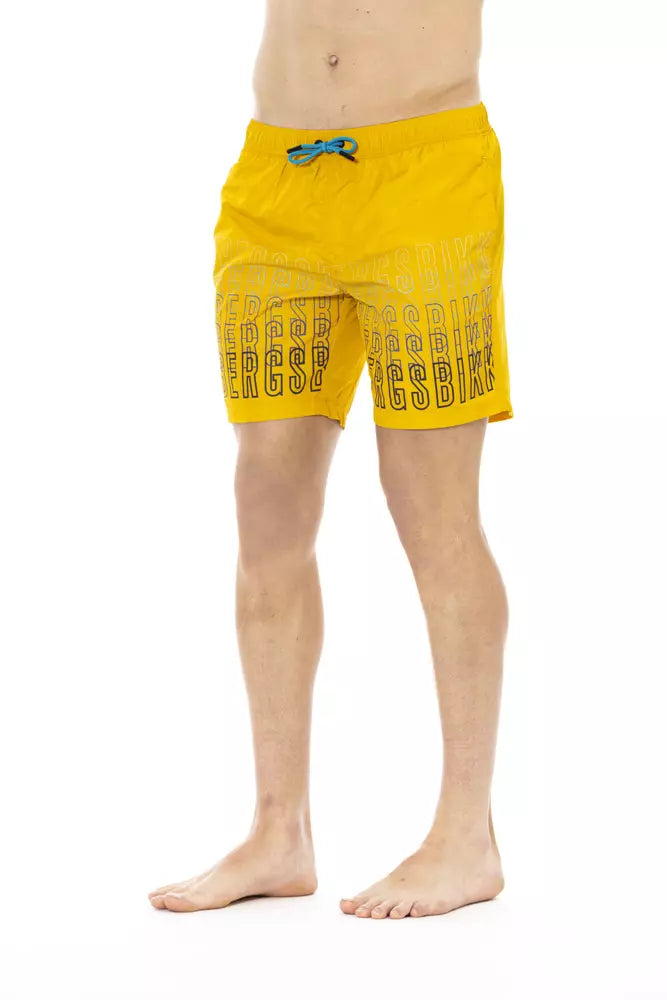 Short de natation imprimé Degradé en jaune vibrant