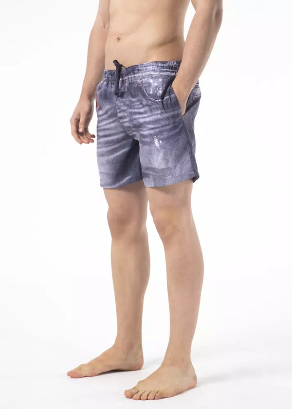 Blue Polyester Men's Swim Short