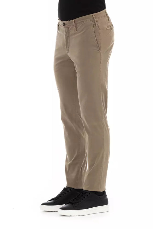 Eleganti pantaloni di miscela di cotone beige