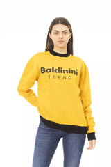 Sweat à capuche en toison en coton jaune chic avec logo