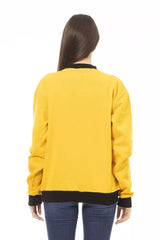 Sweat à capuche en toison en coton jaune chic avec logo