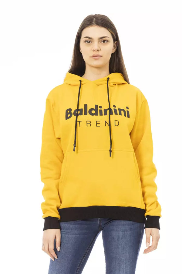 Hoodie in pile di cotone giallo chic con tasca maxi