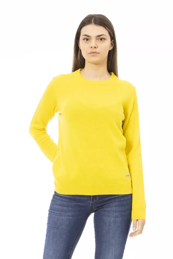 Maglione chic-wool-cashere girocollo in giallo