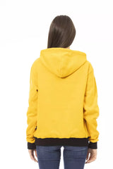 Hoodie in pile di cotone giallo chic con tasca maxi