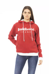 Chic Red Cotton Hoodie mit vorderem Logo