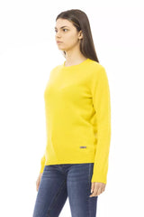 Maglione chic-wool-cashere girocollo in giallo