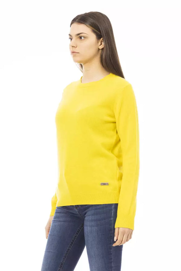 Chic Wool-Cashmere Crewneck πουλόβερ με κίτρινο