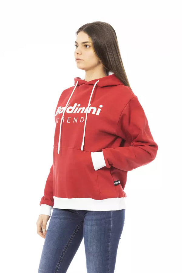 Chic Red Cotton Hoodie mit vorderem Logo