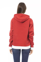 Chic Red Cotton Hoodie με μπροστινό λογότυπο