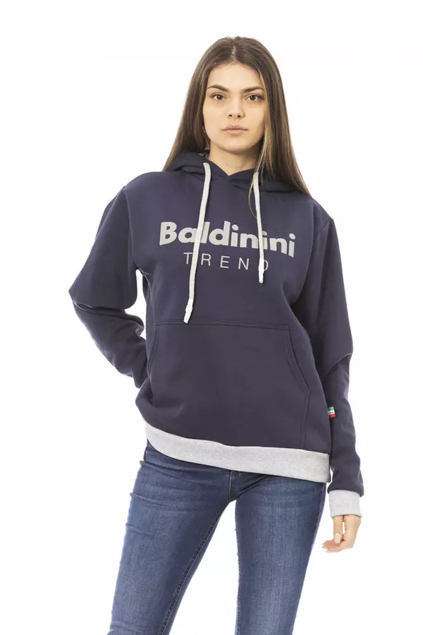 Chic Blue Cotton Hoodie με μπροστινό λογότυπο