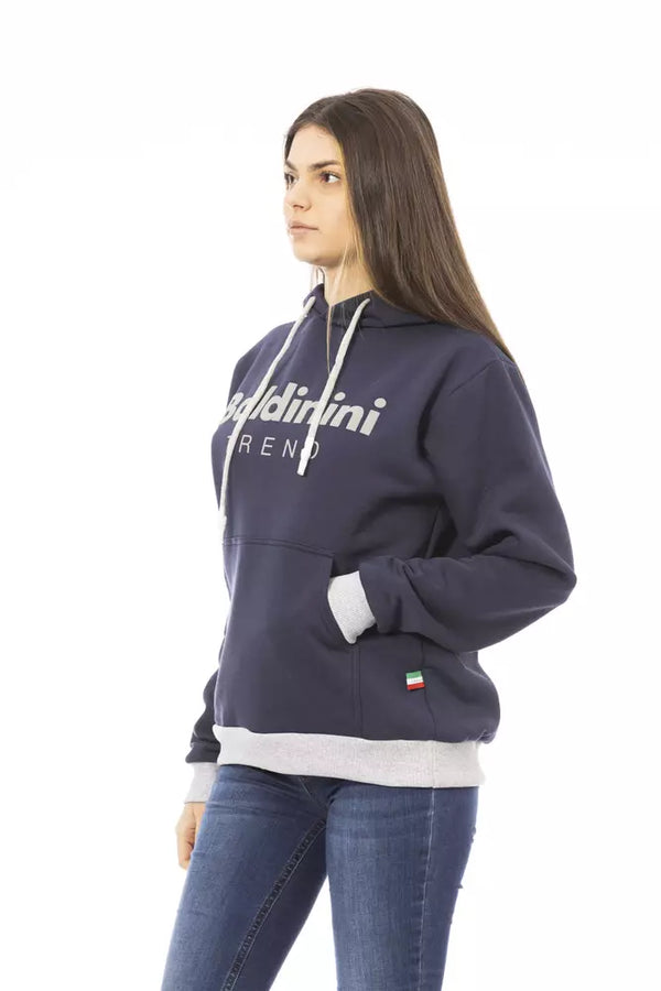 Felpa di cotone blu chic con logo frontale