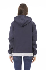 Chic Blue Cotton Hoodie mit vorderem Logo