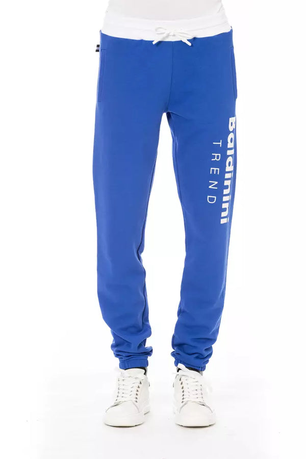 Pantaloni sportivi in ​​cotone blu chic con chiusura di pizzo