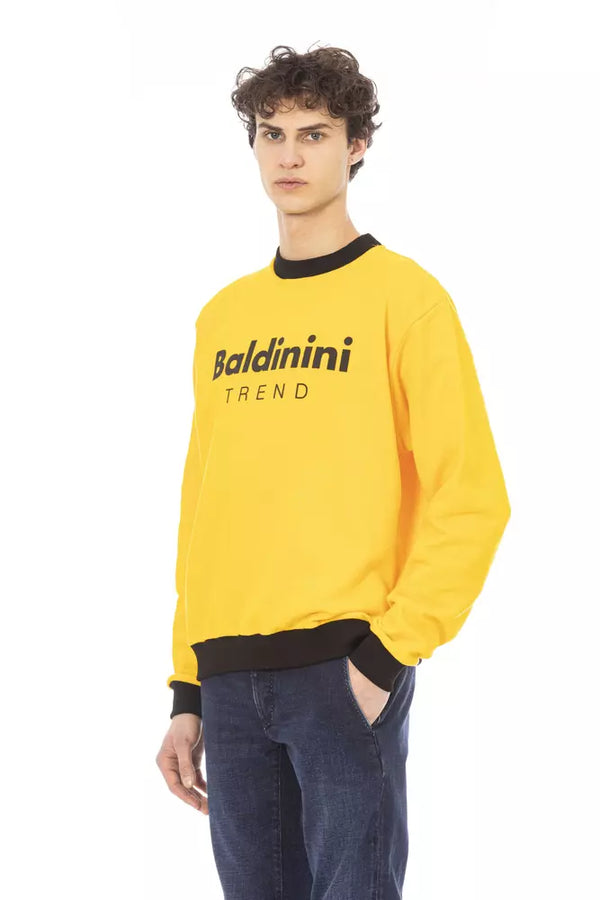 Sweat à capuche en coton jaune rayonnant avec accent de logo