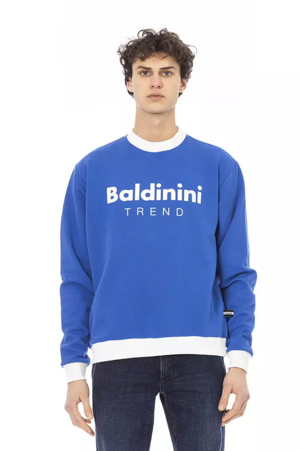 Sweat à capuche en toison en coton bleu élégant avec logo avant