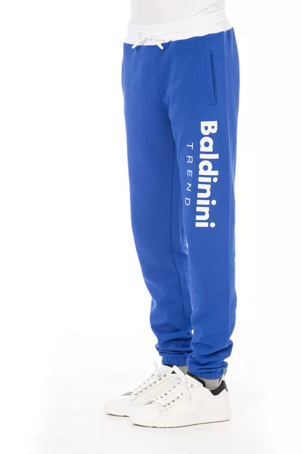 Chic Blue Cotton Sport Pants με κλείσιμο δαντέλας