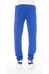 Pantaloni sportivi in ​​cotone blu chic con chiusura di pizzo