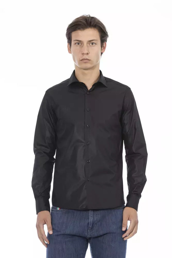 Camisa de ajuste delgado italiano negro elegante