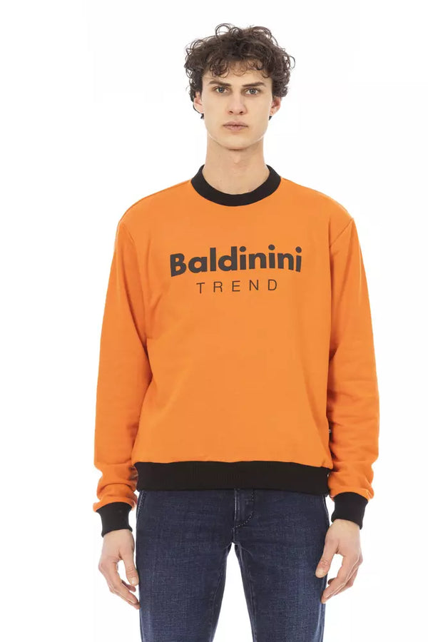 Sudadera con capucha de vellón de algodón naranja con logotipo delantero