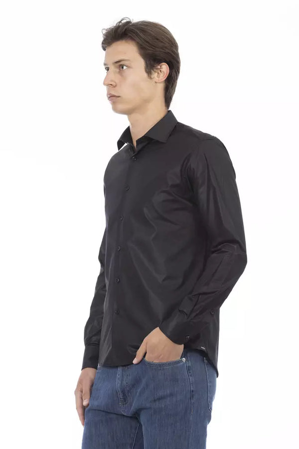 Camisa de ajuste delgado italiano negro elegante