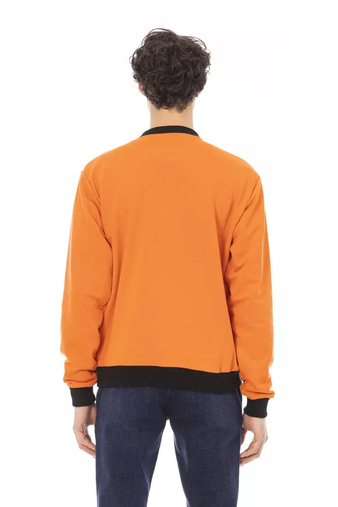 Orange Cotton Fleece Hoodie mit vorderem Logo