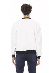 Chic White Cotton Fleece Hoodie με μπροστινό λογότυπο