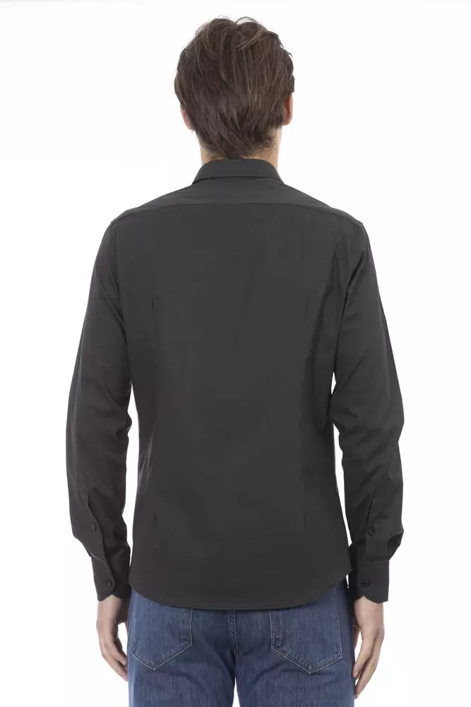 Elite Grey Slim Fit Italienisch Kragenhemd