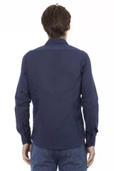 Camisa de algodón azul elegante Fit Blue Fit