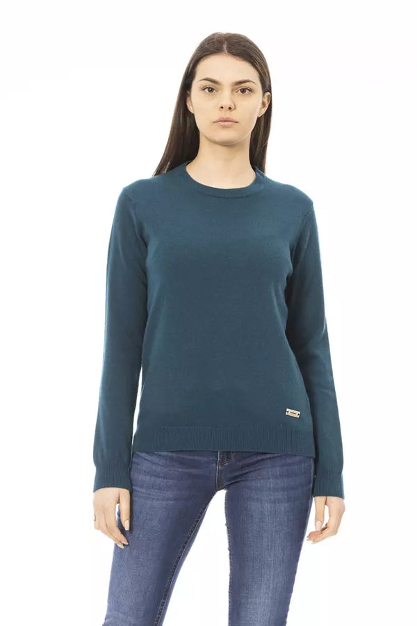 Eleganter Crewneck-Woll-Cashmere-Pullover in Grün