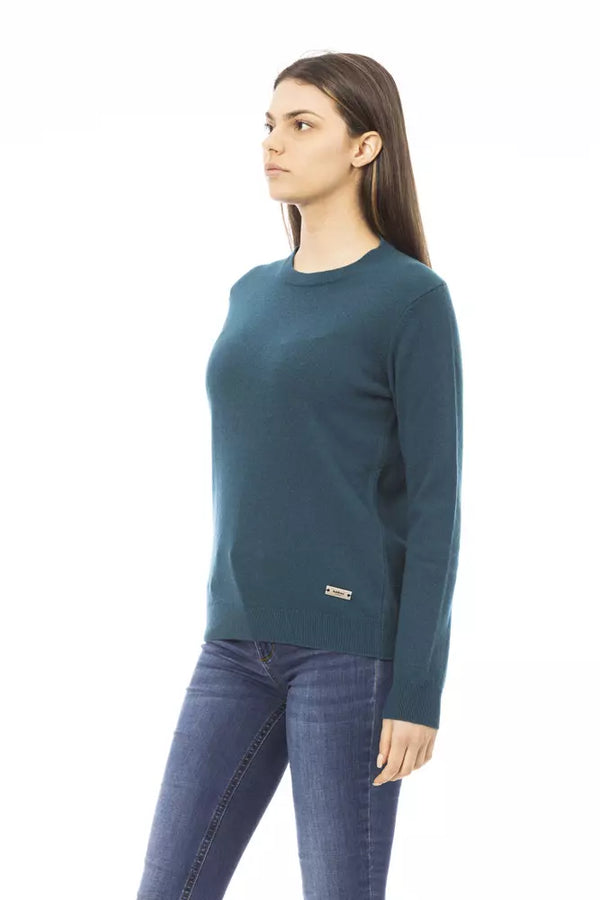 Eleganter Crewneck-Woll-Cashmere-Pullover in Grün