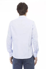 Camisa de algodón azul claro elegante Fit Blue