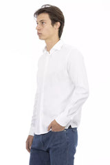 Κομψό Slim Fit White Cotton πουκάμισο