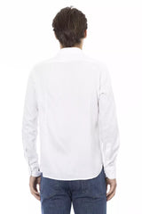 Elegante camicia di cotone bianco in forma slim