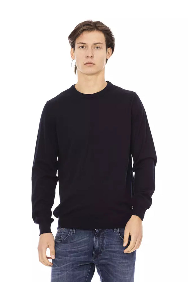 Pull bleu d'élégant Crewneck - 100% tissu