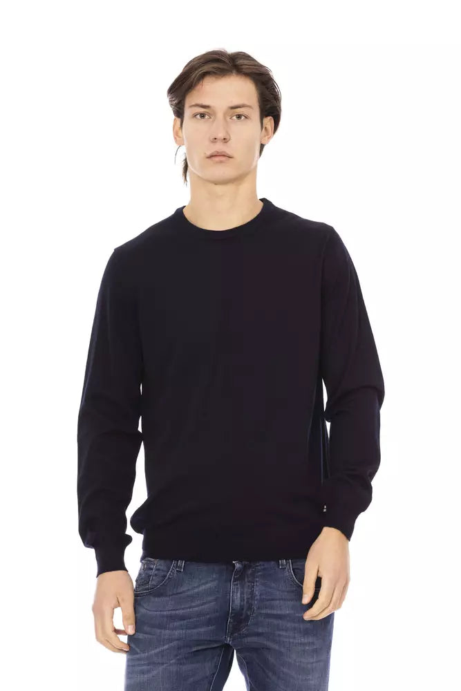 Eleganter Crewneck Blue Pullover - 100% Stoff