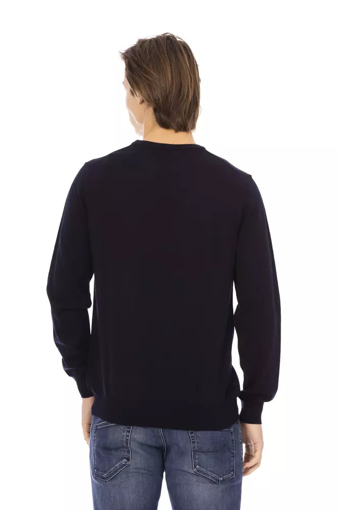 Pull bleu d'élégant Crewneck - 100% tissu