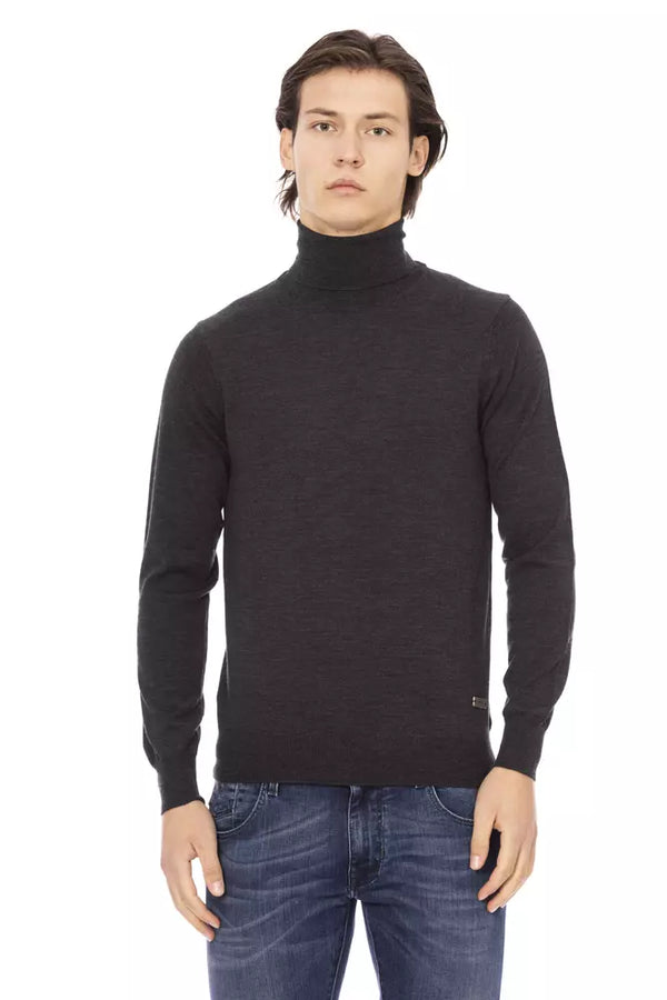 Gray Fabric Men Sweater