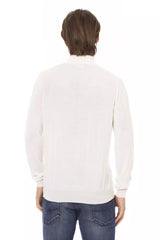 White Fabric Men's Turtleneck Sweater