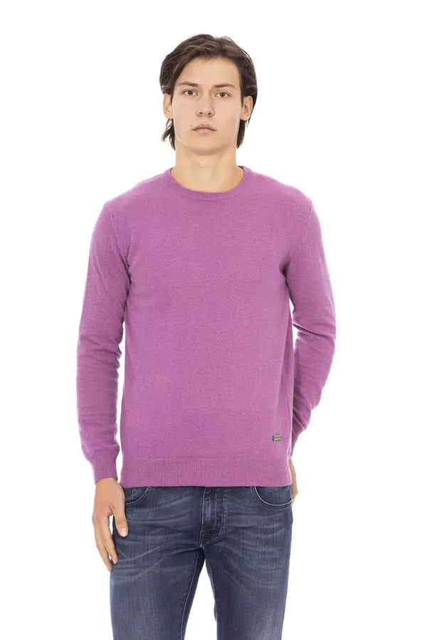 Eleganter lila Woll-Blend-Crewneck-Pullover