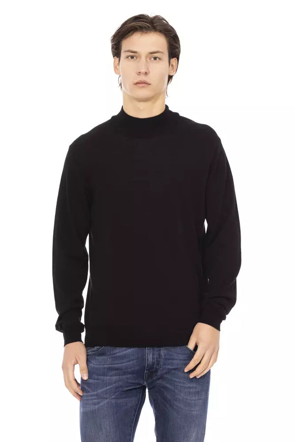 Schlanker schwarzer Rollkragenpullover -Pullover